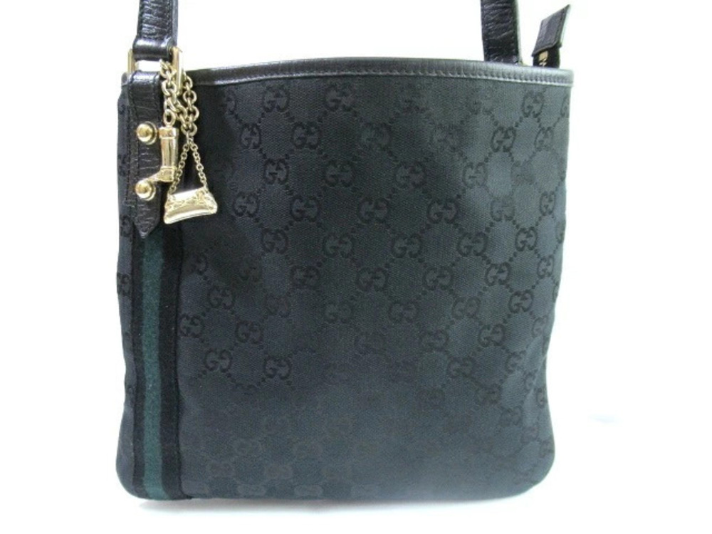 Gucci GG Canvas Shoulder Bag Black Green